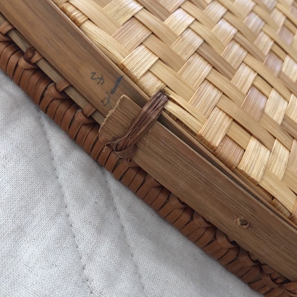 Boho Rattan Natural Wicker Wood tray Wall Hanging - Picture 6 of 12